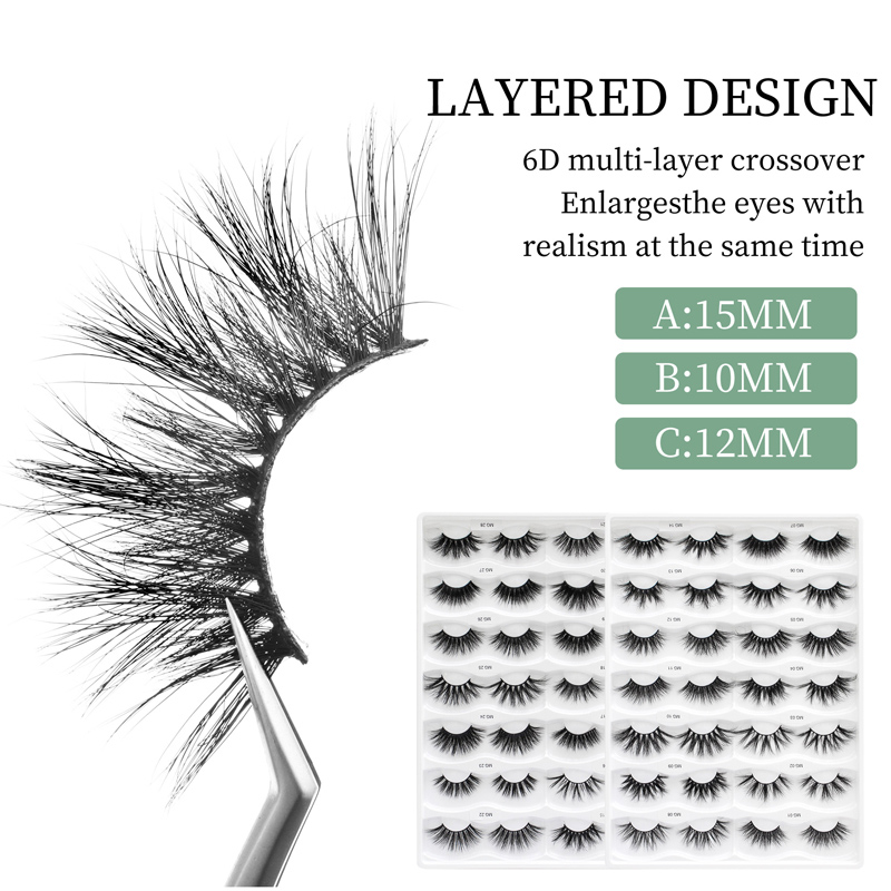 인조 속눈썹 3D 인조 밍크 속눈썹 극적인 천연 PBT 실크 섬유 인조 속눈썹 대용량 솜털 100% 수제 